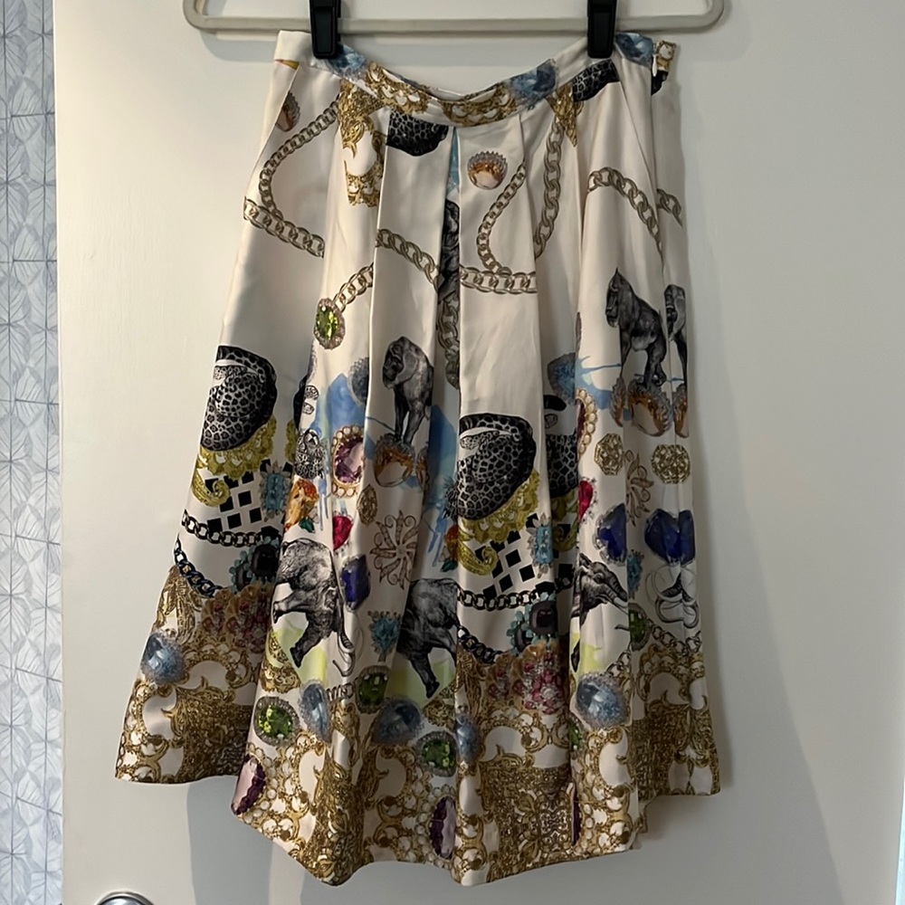 Tibi scarf patterned silk midi skirt